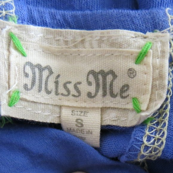 Miss Me Blue Beige Trim Embroidered Lined Sleeveless Summer Dress - Size Small - Picture 8 of 8